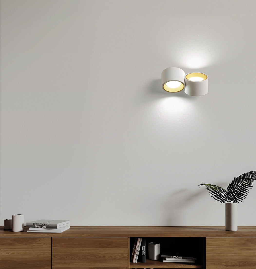 NASSO applique a Parete 2 Luci attacco GX53 Biemissiva ottone Nero 23x12cm