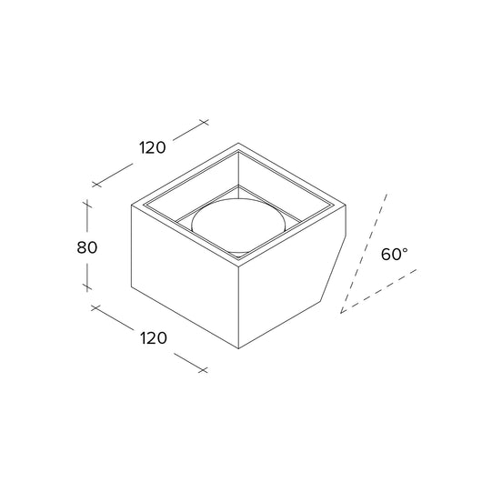 NASSO applique da Parete 1 Luce attacco GX53 Quadrata rame in gesso e alluminio 60°