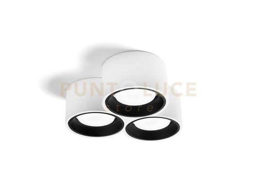 NASSO lampada da Soffitto 3 Luci attacco GX53 Tonda Nero in gesso e alluminio