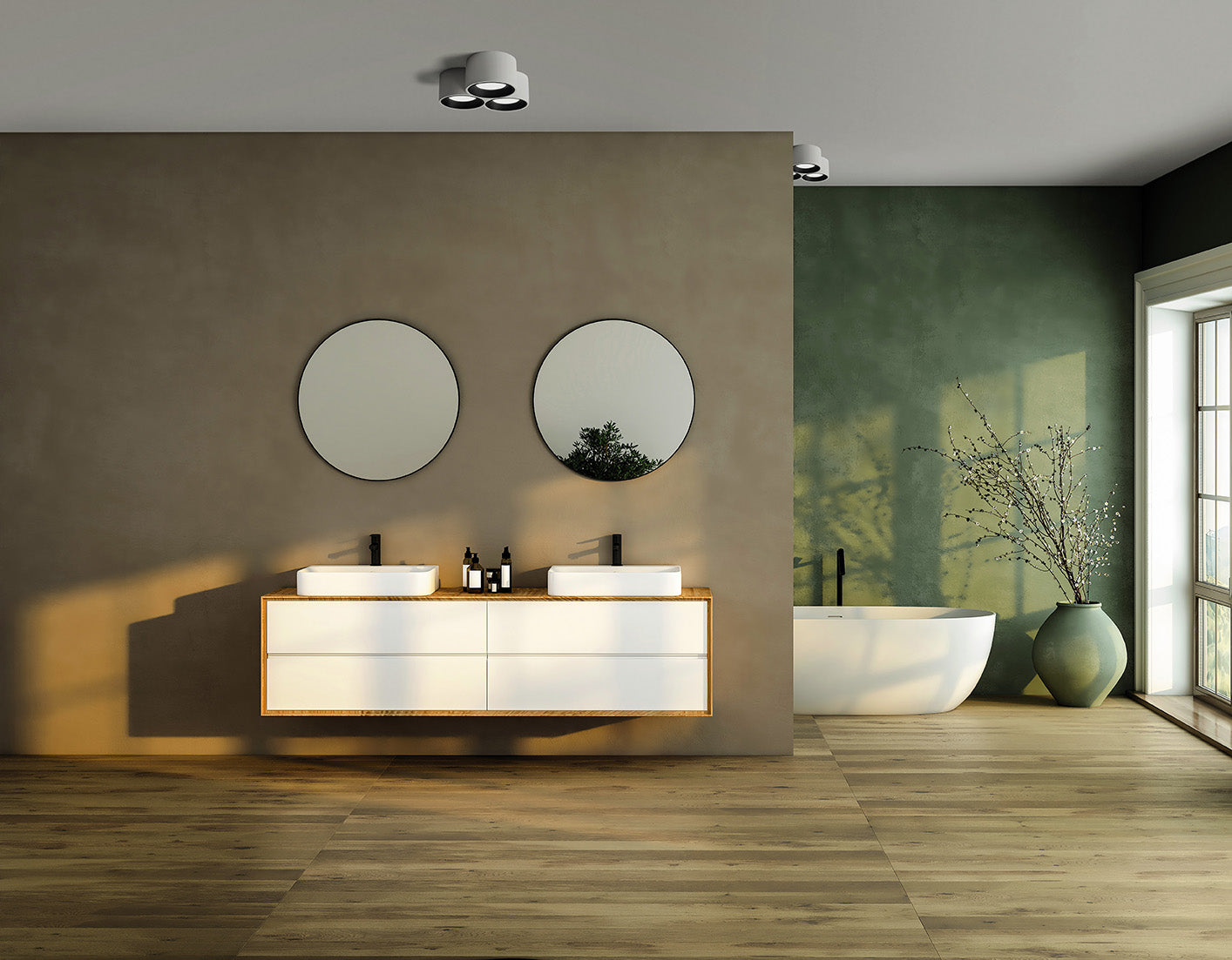 NASSO lampada da Soffitto 3 Luci attacco GX53 Tonda Nero in gesso e alluminio