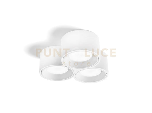 NASSO lampada da Soffitto 3 Luci attacco GX53 Tonda bianco in gesso e alluminio