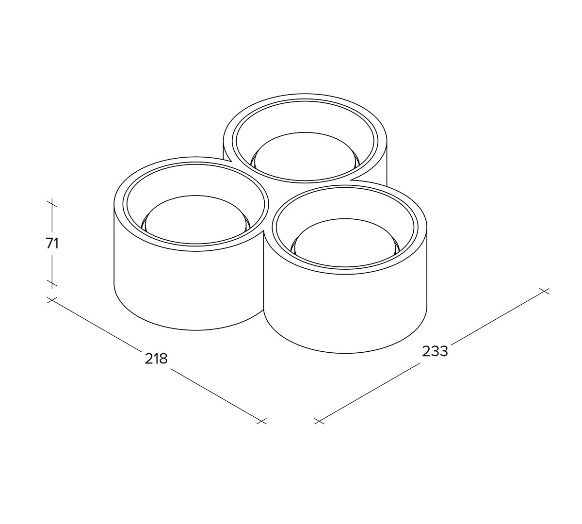 NASSO lampada da Soffitto 3 Luci attacco GX53 Tonda bianco in gesso e alluminio