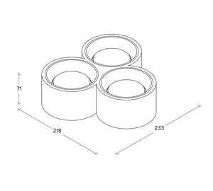 NASSO lampada da Soffitto 3 Luci attacco GX53 Tonda bianco in gesso e alluminio