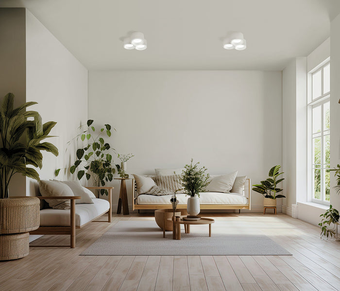 NASSO lampada da Soffitto 3 Luci attacco GX53 Tonda bianco in gesso e alluminio