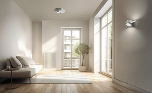 NASSO lampada da Soffitto 3 Luci attacco GX53 Tonda bianco in gesso e alluminio