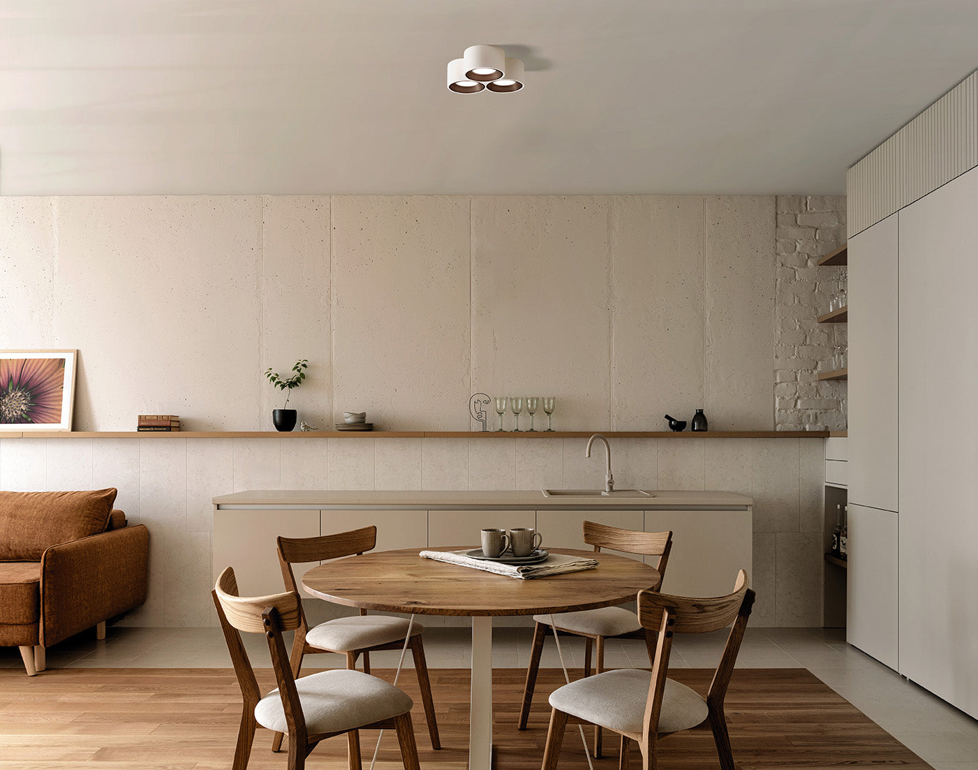 NASSO lampada da Soffitto 3 Luci attacco GX53 Tonda bronzo in gesso e alluminio