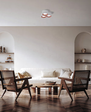 NASSO lampada da Soffitto 3 Luci attacco GX53 Tonda rame in gesso e alluminio