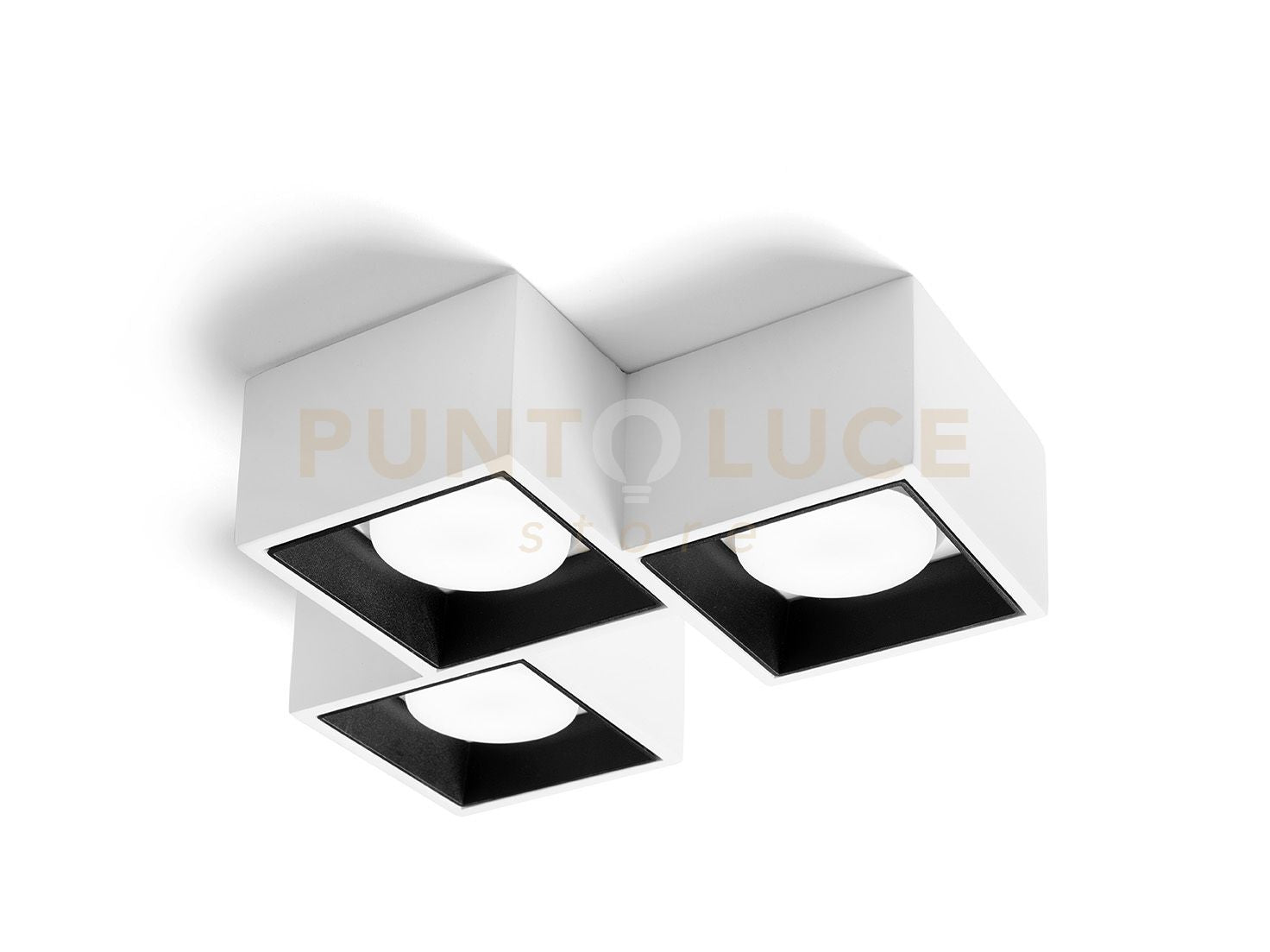 NASSO  lampada da Soffitto 3 Luci attacco GX53 quadrata Nero in gesso e alluminio
