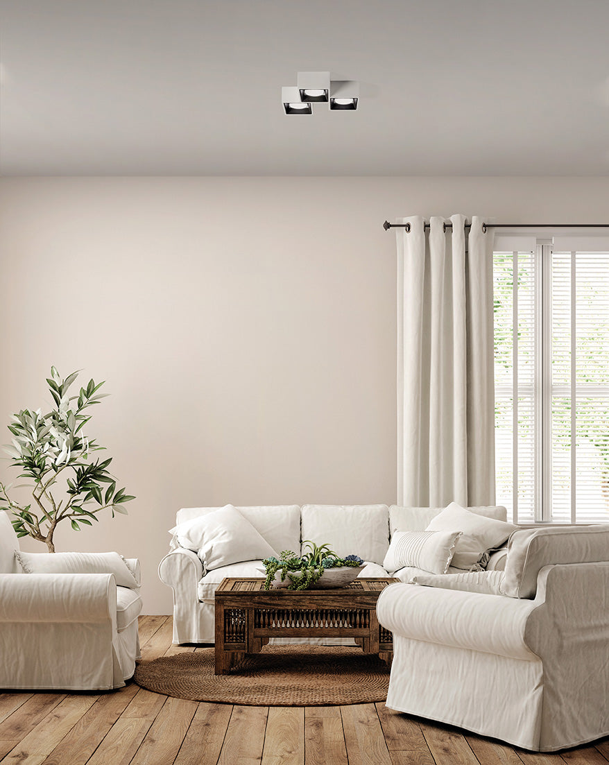 NASSO  lampada da Soffitto 3 Luci attacco GX53 quadrata Nero in gesso e alluminio