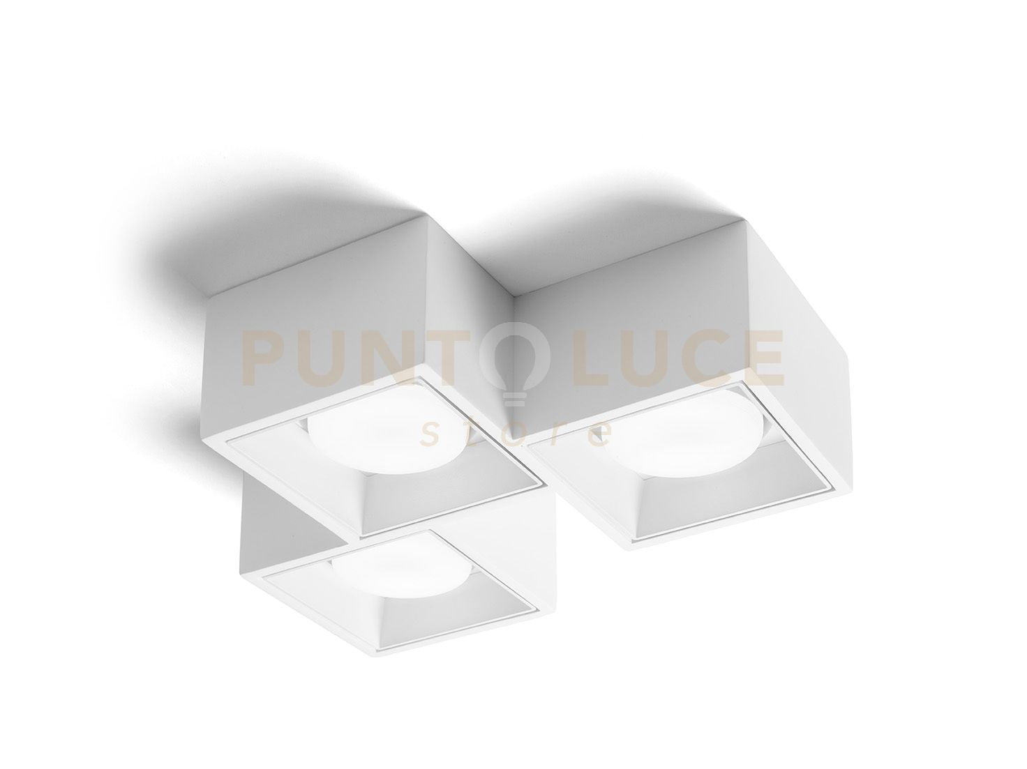 NASSO  lampada da Soffitto 3 Luci attacco GX53 quadrata bianco in gesso e alluminio