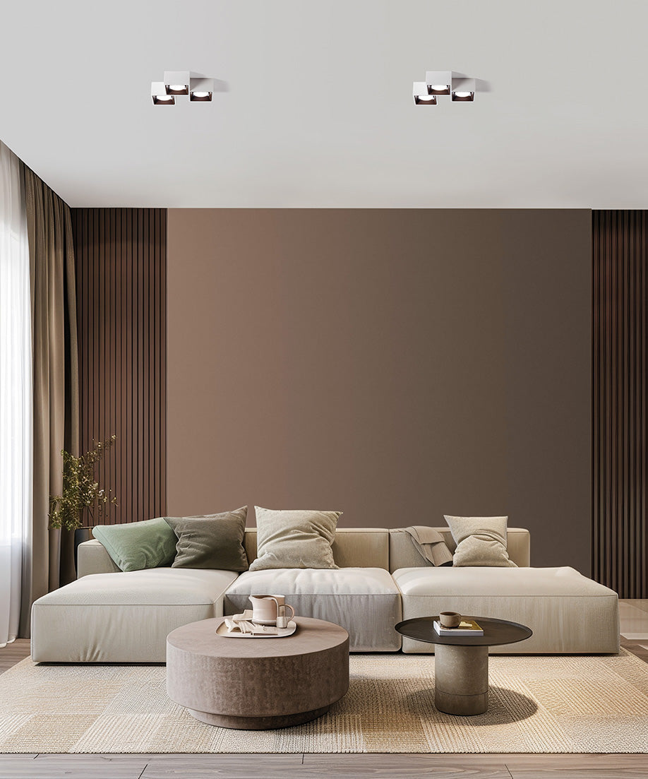 NASSO  lampada da Soffitto 3 Luci attacco GX53 quadrata bronzo in gesso e alluminio