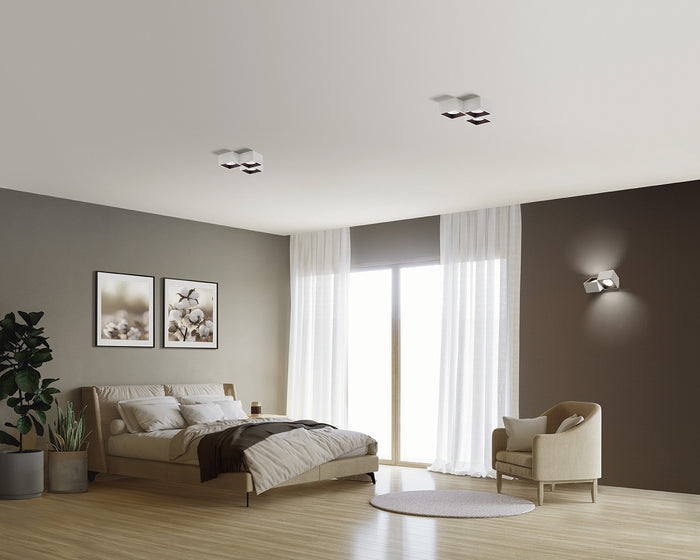 NASSO  lampada da Soffitto 3 Luci attacco GX53 quadrata bronzo in gesso e alluminio