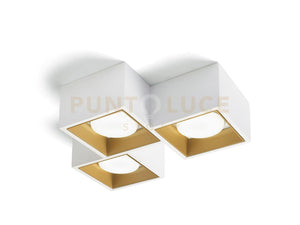 NASSO  lampada da Soffitto 3 Luci attacco GX53 quadrata ottone in gesso e alluminio