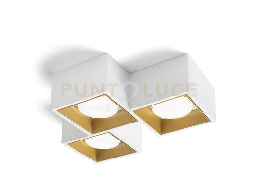 NASSO  lampada da Soffitto 3 Luci attacco GX53 quadrata ottone in gesso e alluminio