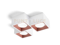 NASSO  lampada da Soffitto 3 Luci attacco GX53 quadrata rame in gesso e alluminio