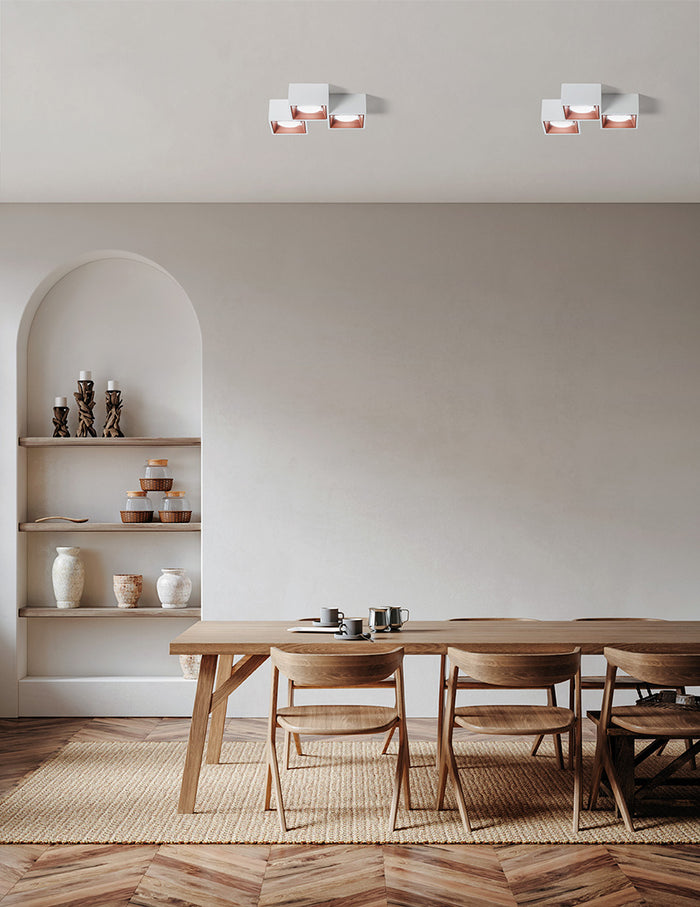 NASSO  lampada da Soffitto 3 Luci attacco GX53 quadrata rame in gesso e alluminio