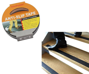 NASTRO ADESIVO ANTISCIVOLO PER SCALE LEGNO PAVIMENTO INTERNO ESTERNI 5MT 25mm