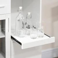 Credenza Moderna con Armadietti e Cassetto in Legno e Vetro, 60x40x95cm, Bianco