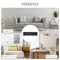 Camino a Bioetanolo da Parete con 3 Serbatoi da 1L e Copertura 20m², in Acciaio e Vetro, 120x15x40 cm, Bianco