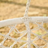 Amaca da Giardino in Stile Boho Chic, Sedia Sospesa in Poliestere e Macramè per Interni ed Esterni, Crema, 80x60x36cm