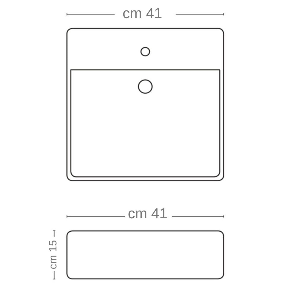 Lavabo da appoggio ceramica bianco lavandino lavello arredo bagno 2 misure *** misure 41x41x15 cm, confezione 1
