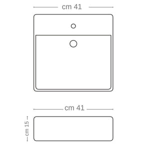 Lavabo da appoggio ceramica bianco lavandino lavello arredo bagno 2 misure *** misure 41x41x15 cm, confezione 1