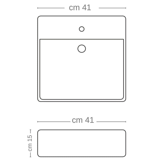 Lavabo da appoggio ceramica bianco lavandino lavello arredo bagno 2 misure *** misure 41x41x15 cm, confezione 1
