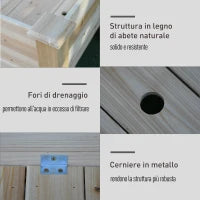 Fioriera da Esterno a 2 Livelli in Legno di Abete con Foro di Drenaggio, 115x114x76 cm