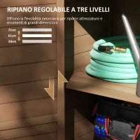 Armadio da Giardino in Legno con Ripiano Regolabile e Catenaccio, 75x56x117cm, Marrone