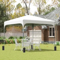 Gazebo da Giardino 2,5 x 2,5 m Pop-up Pieghevole con Altezza Regolabile su 4 Livelli, Sacca per il Trasporto Inclusa, Tessuto Oxford Anti-UV50+, Telaio in Acciaio, Bianco