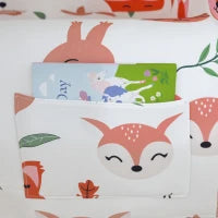 Poltrona per Bambini con Stampa di Volpi, da 18-36 Mesi, con Fodera Rimovibile e Tasca, 54x40x43 cm, Bianco