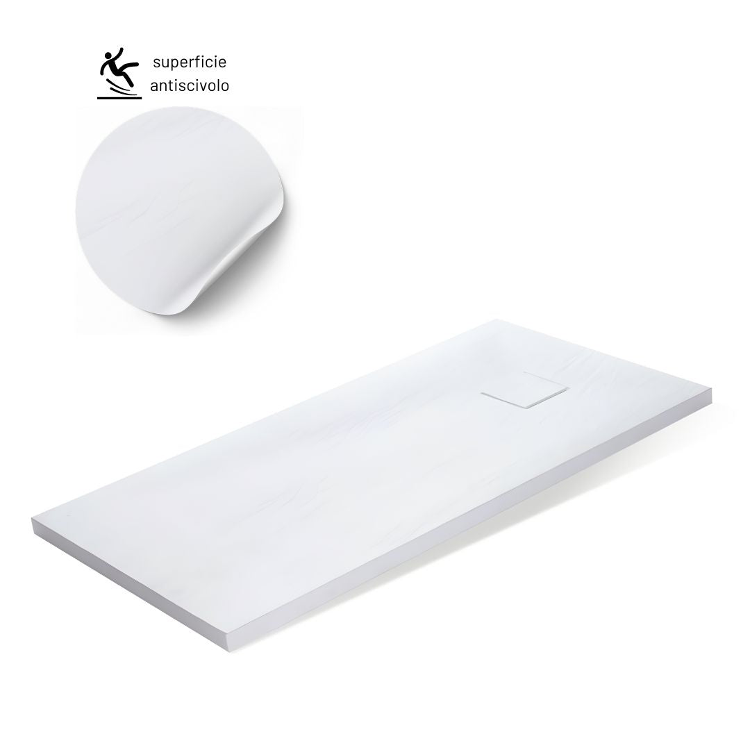 Piatto doccia bianco mineral marmo resina antiscivolo h4 cm *** misure l120 x p70 x h4 cm, confezione 1