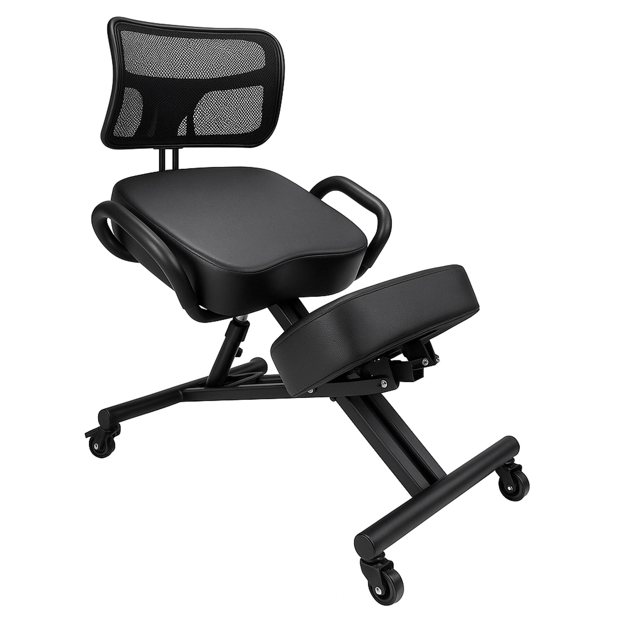Neil - Sedia Sgabello Ergonomico Posturale Ortopedico con Schienale max 110 Kg Nero