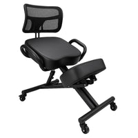 Neil - Sedia Sgabello Ergonomico Posturale Ortopedico con Schienale max 110 Kg Nero
