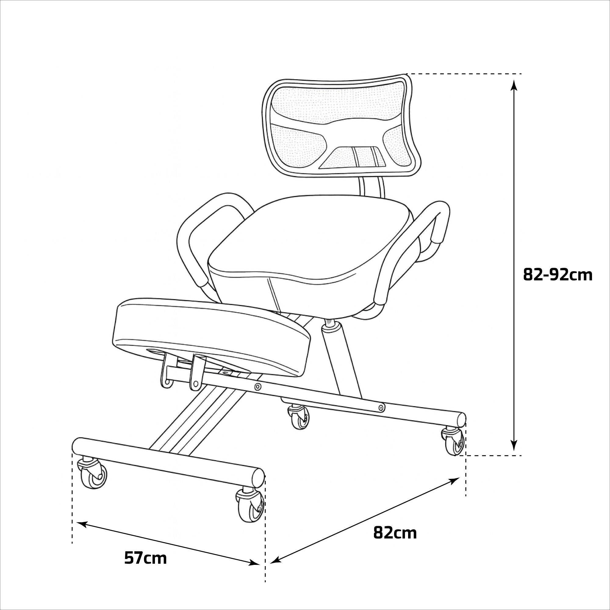 Neil - Sedia Sgabello Ergonomico Posturale Ortopedico con Schienale max 110 Kg Nero