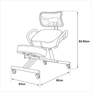 Neil - Sedia Sgabello Ergonomico Posturale Ortopedico con Schienale max 110 Kg Nero