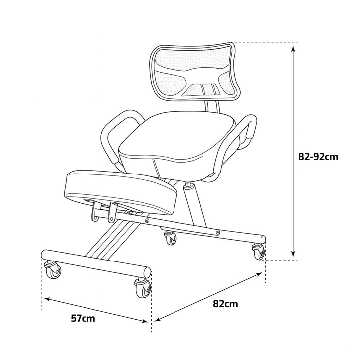 Neil - Sedia Sgabello Ergonomico Posturale Ortopedico con Schienale max 110 Kg Nero