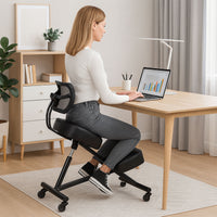 Neil - Sedia Sgabello Ergonomico Posturale Ortopedico con Schienale max 110 Kg Nero