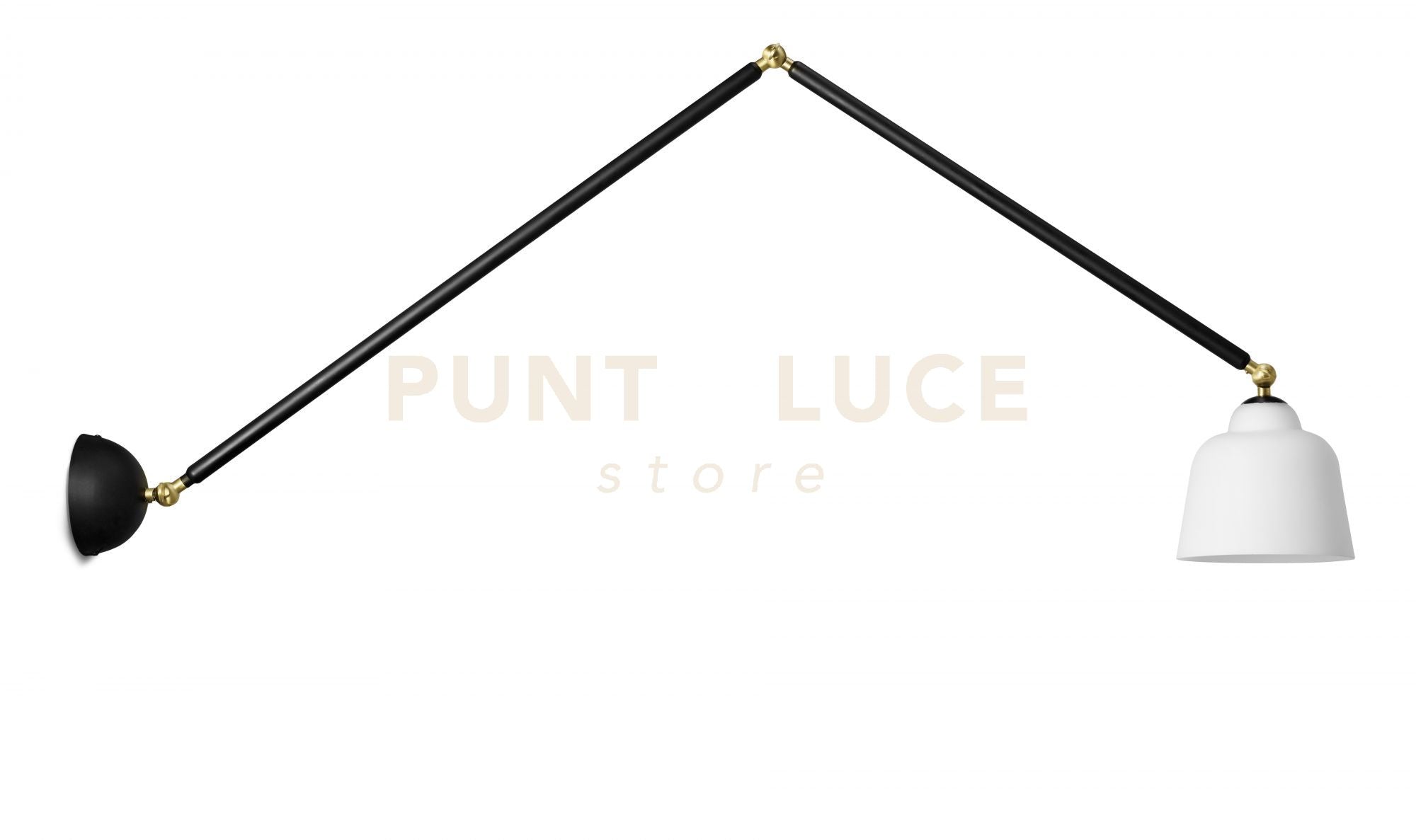 NEORETRO APPLIQUE DA PARETE 1 LUCE GRANDE SNODABILE D.17,5CM MONTATURA NERA DIFFUSORE VETRO BIANCO