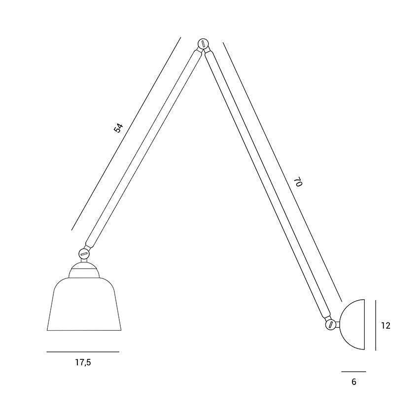 NEORETRO APPLIQUE DA PARETE 1 LUCE GRANDE SNODABILE D.17,5CM MONTATURA NERA DIFFUSORE VETRO BIANCO