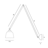 NEORETRO APPLIQUE DA PARETE 1 LUCE GRANDE SNODABILE D.17,5CM MONTATURA NERA DIFFUSORE VETRO BIANCO