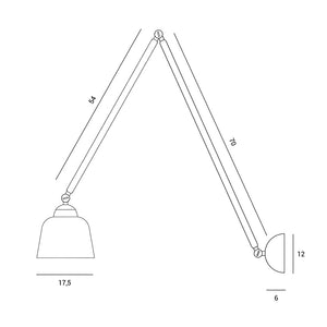 NEORETRO APPLIQUE DA PARETE 1 LUCE GRANDE SNODABILE D.17,5CM MONTATURA NERA DIFFUSORE VETRO BIANCO