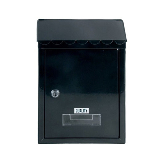 CASSETTA POSTALE ESTERNO A PARETE BUCA LETTERE IN FERRO TETTO CHIAVE 30x21x7cm MOD. LOUVRE QUALITY COL. NERO