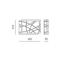 Plafoniera Nereide media 45x31cm in vetro satinato serigrafato bianco 2XE27, base cromata, design moderno, IP20, max 2x52W