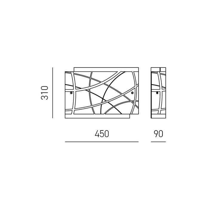 Plafoniera Nereide media 45x31cm in vetro satinato serigrafato bianco 2XE27, base cromata, design moderno, IP20, max 2x52W