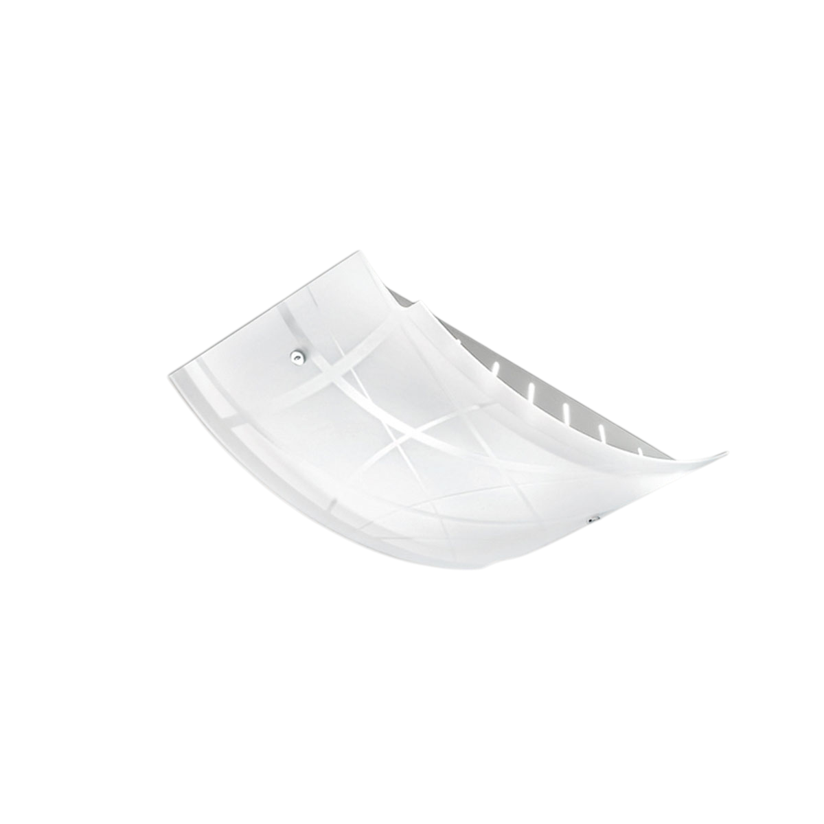 Plafoniera Nereide media 45x31cm in vetro satinato serigrafato bianco 2XE27, base cromata, design moderno, IP20, max 2x52W