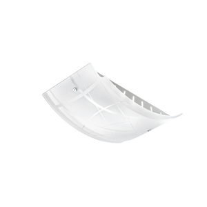 Plafoniera Nereide media 45x31cm in vetro satinato serigrafato bianco 2XE27, base cromata, design moderno, IP20, max 2x52W