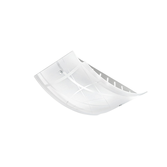 Plafoniera Nereide media 45x31cm in vetro satinato serigrafato bianco 2XE27, base cromata, design moderno, IP20, max 2x52W