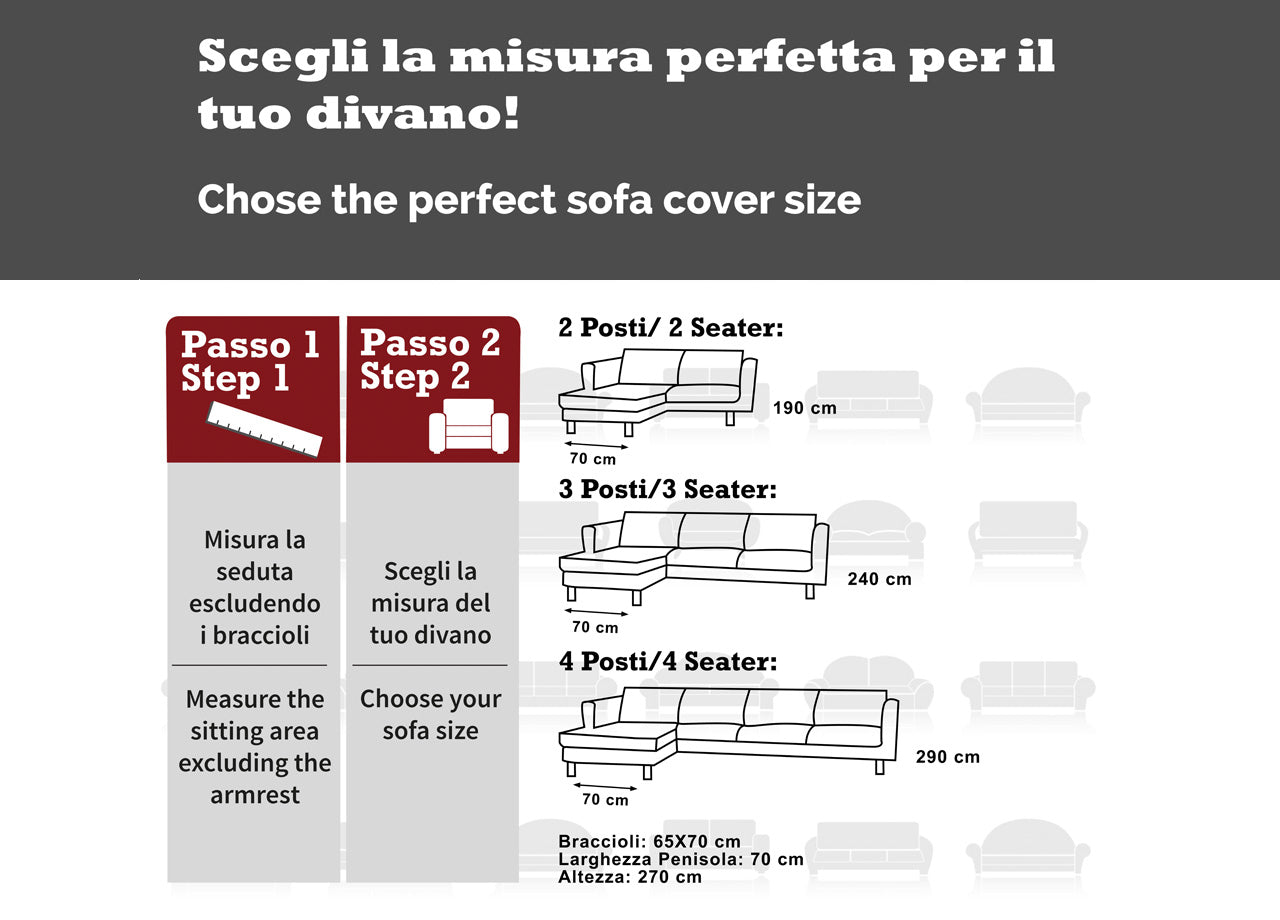 Copridivano Trapuntato Per Divani Con Penisola Modello Simpaty - 290 cm - Blu