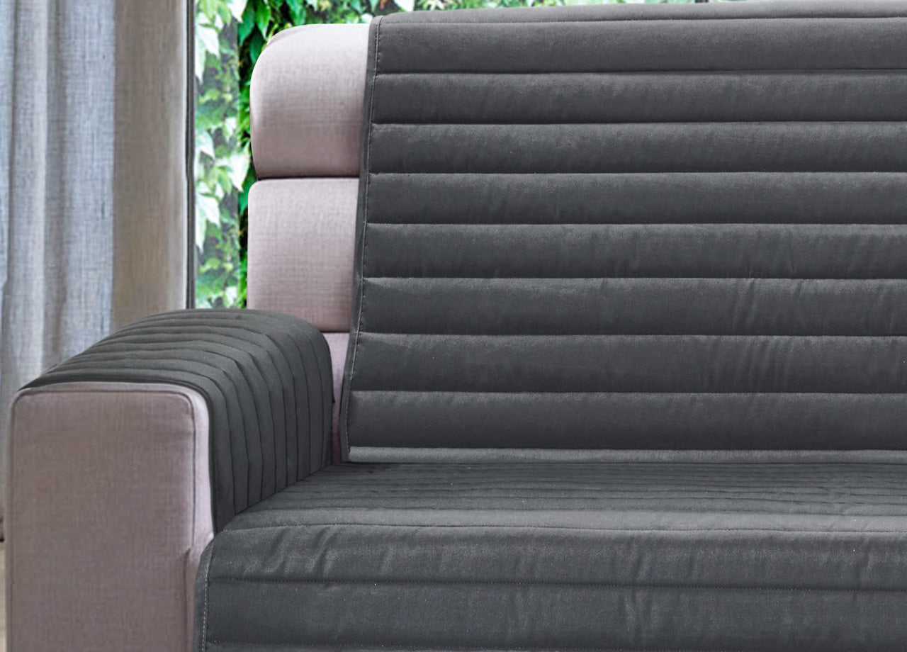 Copridivano Trapuntato Per Divani Con Penisola Modello Simpaty - 290 cm - Grigio